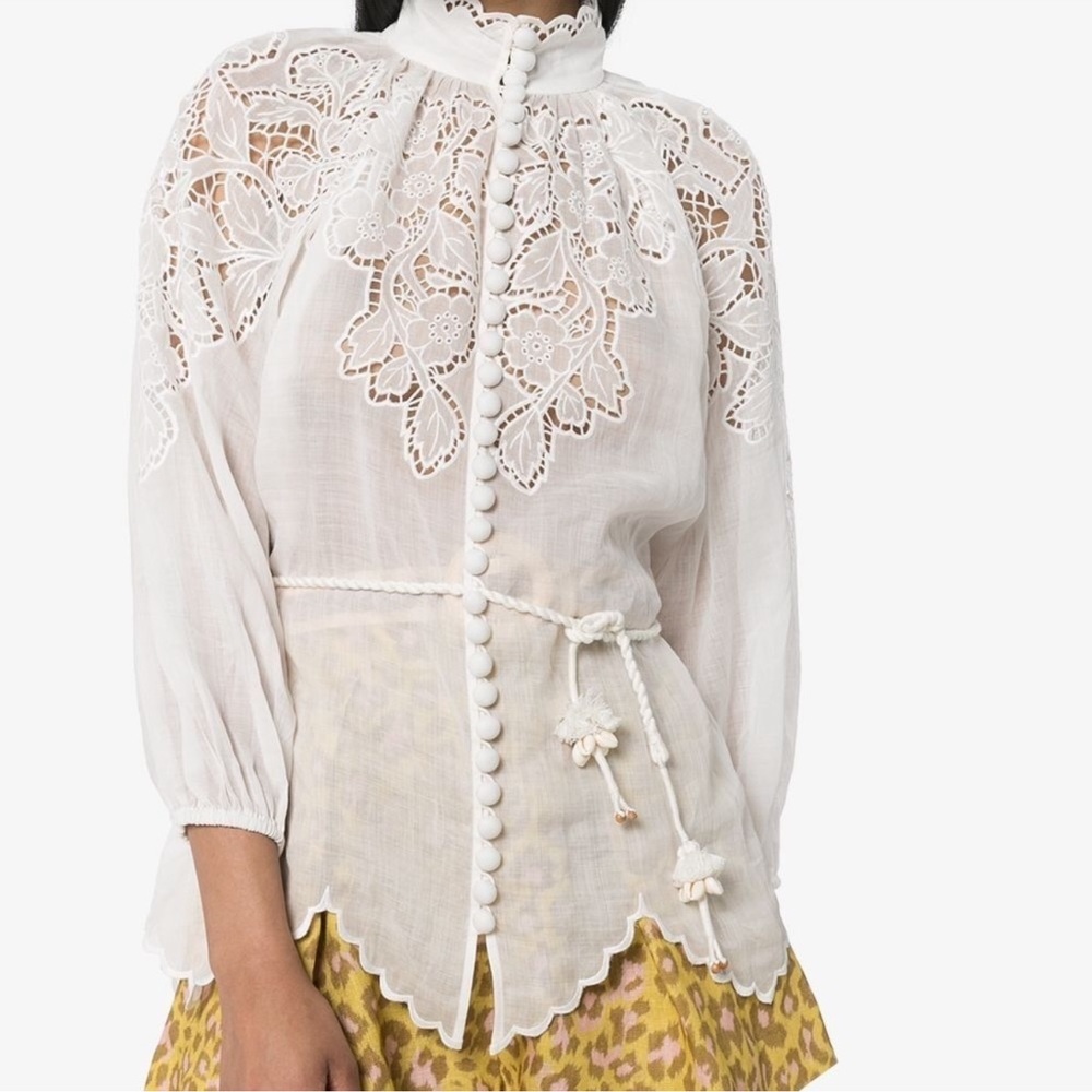 ZIMMERMANN broderie anglaise 
''Carnaby' embroidered scalloped blouse